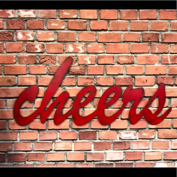 Hand Crafted Other - Cheers steel sign in rustic apple red